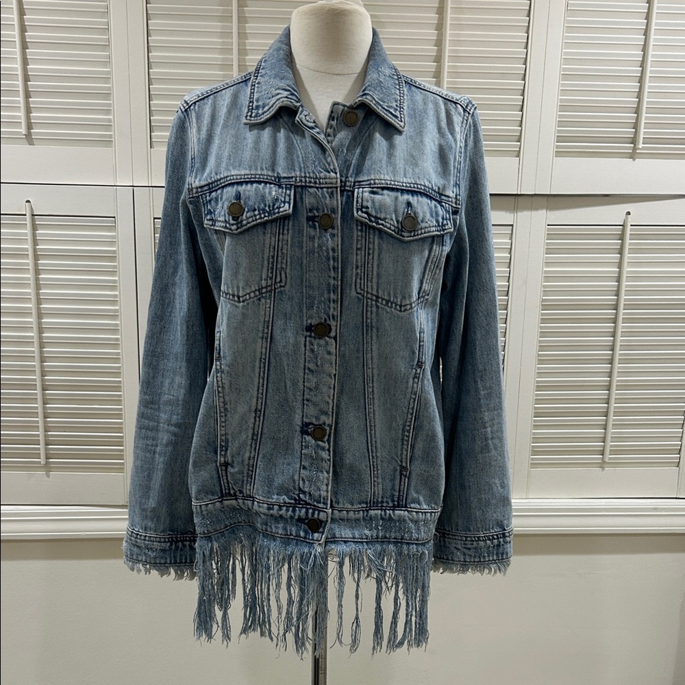 New Blank NYC Fringe Hem Denim Jacket in perfect condition